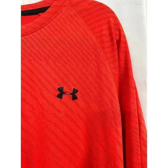 Under Armour Men's 2XL Orange / Red Short Sleeve Lightweight Stripe T-Shirt Plus - Picture 3 of 8